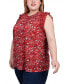 Plus Size Sleeveless Crepe Top with Chiffon Ruffles