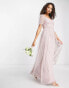 Anaya Bridesmaid puff sleeve maxi dress in muted blush