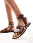 Фото #4 товара ASOS DESIGN Fiji leather studded flat sandals in burgundy