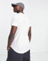 Jack & Jones Essentials longline t-shirt with curve hem & pocket in white