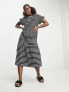 Фото #1 товара New Look jersey smock midi dress in black and white stripe