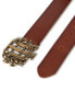 Фото #4 товара Men's Iconic Monogram Crest Plaque Buckle Leather Belt