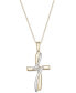 ფოტო #1 პროდუქტის Diamond Accent Cross Pendant Necklace in 10k Yellow and White Gold