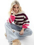 JDY wide sleeve jumper in purple and pink stripe