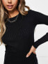 Pieces ribbed mini jumper dress in black