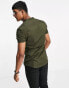 ASOS DESIGN skinny fit shirt with grandad collar in khaki