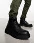 Фото #1 товара Pull&Bear chunky lace up military style boots in black