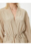 Modal Kumaş Kimono Cepli Beli Bağlamalı