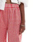 ASOS DESIGN gingham trousers with frill hem in red Красный, XS - EU 32-34 - фото #4