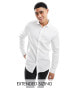 Фото #1 товара ASOS DESIGN slim shirt in waffle texture with cut away collar in white