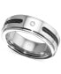 ფოტო #1 პროდუქტის Men's Diamond Accent Cable Band in Titanium and Black Ion-Plate