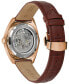 ფოტო #3 პროდუქტის Men's Automatic Classic Surveyor Brown Leather Strap Watch 41mm