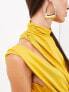 ASOS EDITION draped and slashed high neck maxi dress in golden yellow