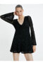 Платье Koton Mini Tulle Dress V-Neck Long Sleeve Lined