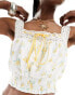 Фото #2 товара Kiss The Sky yellow floral crop top with lace detail co-ord