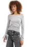 4th & Reckless asymmetric off shoulder top in grey