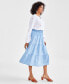 ფოტო #2 პროდუქტის Petite Chambray Tiered Midi Skirt, Created for Macy's