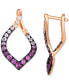 ფოტო #2 პროდუქტის Ombré® Pink Sapphire Ombré (1-1/4 ct. t.w.) & White Sapphire (1/10 ct. t.w.) Spiral Hoop Earrings in 14k Rose Gold