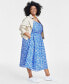ფოტო #2 პროდუქტის Trendy Plus Size Floral-Print Ruched Corset Midi Dress, Created for Macy's
