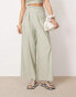 ASOS EDITION ruched waistband super wide leg tailored trouser co-ord in dusky green