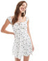 Фото #1 товара Stradivarius milkmaid mini dress in floral print