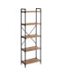 5-Tier Industrial Black Bookshelf