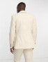 ASOS DESIGN wedding skinny suit jacket in linen mix in gingham in camel