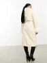 Фото #5 товара Threadbare Blair formal maxi coat with tie waist and faux fur trims in white