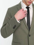 New Look – Einreihige Anzugjacke in dunklem Khaki mit schmalem Schnitt