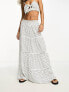 Фото #4 товара River Island tiered maxi skirt co-ord in white spot print