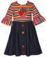 Фото #1 товара Toddler & Little Girls Apple-Appliqué Striped & Denim Dress