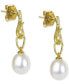 ფოტო #1 პროდუქტის Cultured Freshwater Pearl (8-1/2mm) Dangle Drop Earrings in 14k Gold