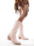 Glamorous western knee boots in pink micro