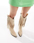 Фото #5 товара ASOS DESIGN Comet fringe western knee boot in beige