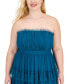 ფოტო #3 პროდუქტის Trendy Plus Size Tiered Ruffled Mesh Ball Gown