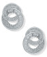 ფოტო #1 პროდუქტის Silver-Tone Cubic Zirconia Double Circle Button Earrings