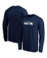 Фото #1 товара Men's College Navy Seattle Seahawks Big and Tall Primary Team Logo Long Sleeve T-shirt