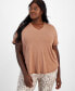 ფოტო #2 პროდუქტის Plus Size Curved-Hem V-Neck Top, Created for Macy's