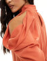 Pretty Lavish high neck chiffon mini dress in terracotta