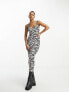 Фото #3 товара Miss Selfridge twist back scoop midi dress in zebra print