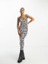 Miss Selfridge twist back scoop midi dress in zebra print