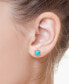 ფოტო #2 პროდუქტის EFFY® Turquoise & Diamond (1/5 ct. t.w.) Stud Earrings in 14k Gold