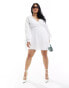 Фото #2 товара Extro & Vert Plus textured balloon sleeve wrap mini dress in white