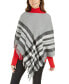 Фото #1 товара Women's Plaid Brushed Poncho Sweater, Created for Macy's