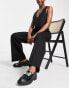 Object wide leg jersey trousers in black