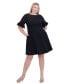 Plus Size Elbow-Sleeve Fit & Flare Dress