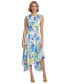 Women's Sleeveless Floral Handkerchief Hem Dress