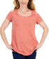ფოტო #1 პროდუქტის Women's Short Sleeve Scoop-Neck Cold-Shoulder Top, Created for Macy's