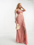 Фото #1 товара ASOS DESIGN two piece embellished sequin maxi dress in coral