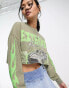 Фото #2 товара ASOS DESIGN long sleeve boxy cropped t-shirt with extreme racing in washed khaki